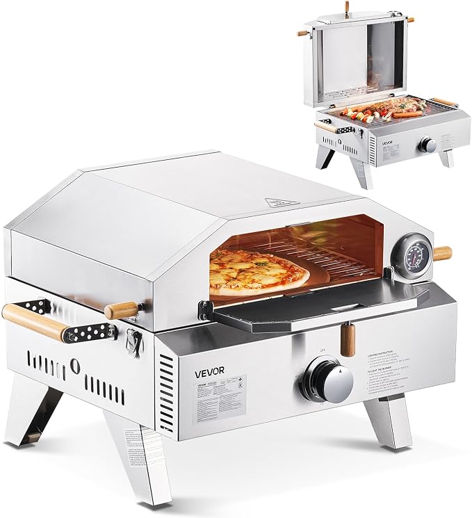 VEVOR 2 IN 1 Outdoor Pizza Oven, 13 in Propane Pizza Oven & Grill, 000 BTU by VEVOR