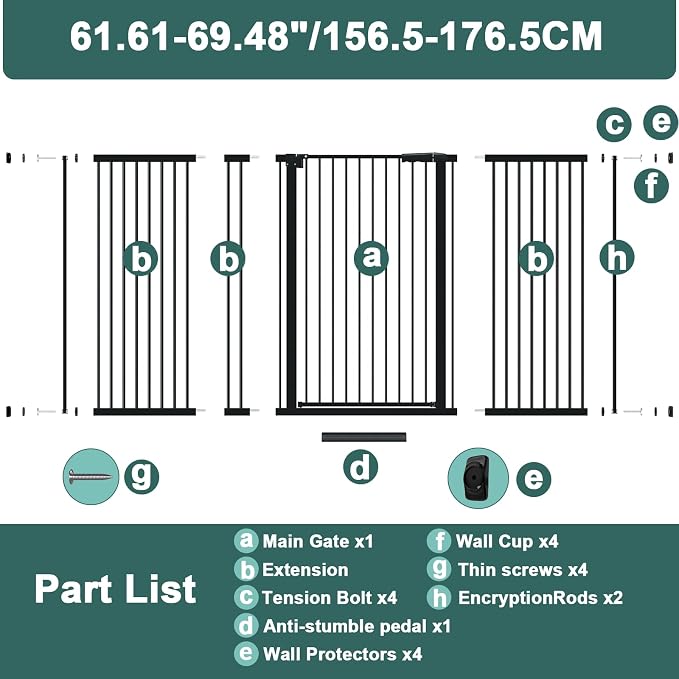 40.55" Tall 1.37" Ultra Narrow Spacing Dogs Pets Baby Gate - Image 6