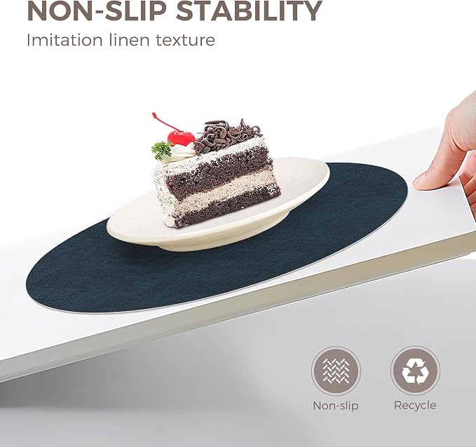 13" Round Placemats Set of 4, NCUE Dual-Sided Faux Leather Heat Resistant Table - Image 3