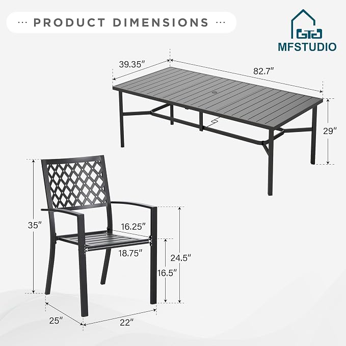 MFSTUDIO Patio Dining Set for 8, Outdoor Dining Set - Image 8