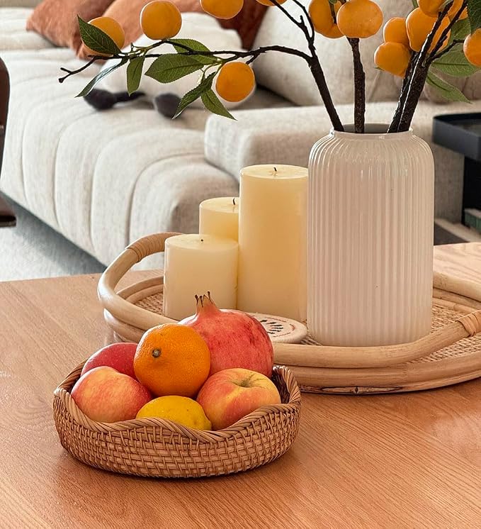 RT&BS Rattan Bread Baskets for Serving, Christmas Food Baskets, Handwoven Fruit - Image 3