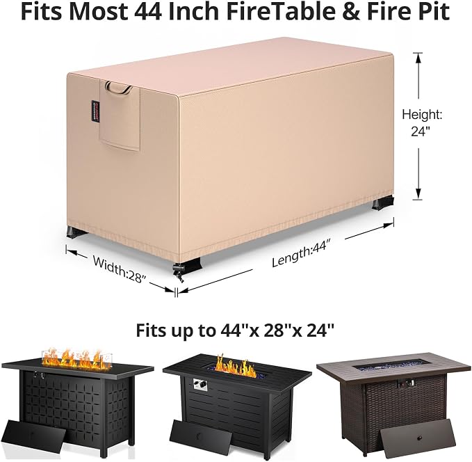 QH.HOME Fire Pit Cover Rectangular 44 x 28 Inch, Outdoor Waterproof Fire Pit - Image 2