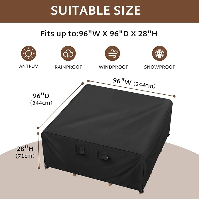 iBirdie Outdoor Patio Furniture Set Covers 96 x 96 inch Waterproof Weatherproof - Image 2