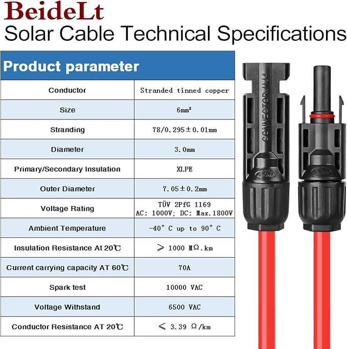 Solar Cable 6 Feet 10AWG Solar Extension Cable - Image 5