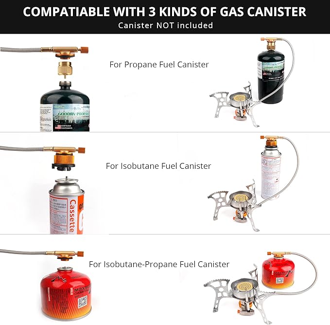 Camping Stove with Fuel Canister Adapter Portable Collapsible Gas Stove with - Image 4