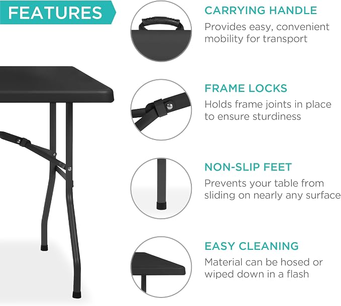 Best Choice Products 6ft Plastic Folding Table, Indoor Outdoor Heavy Duty - Image 5