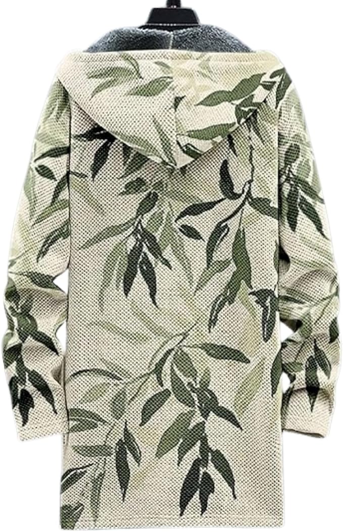 Men's Hooded Sweater Coat Knit Fleece Lined Long Cardigan Jacket - Image 2