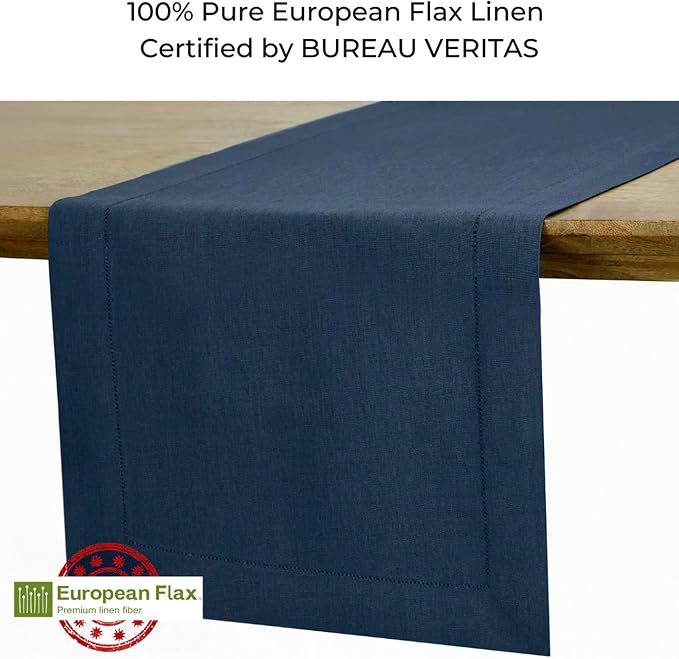 D'Moksha Homes Linen Navy Blue Table Runner 36 Inches - Image 2