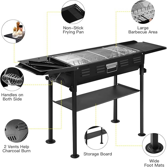 comzenz 35’’ Portable Charcoal Grill Folding BBQ Grill - Image 6
