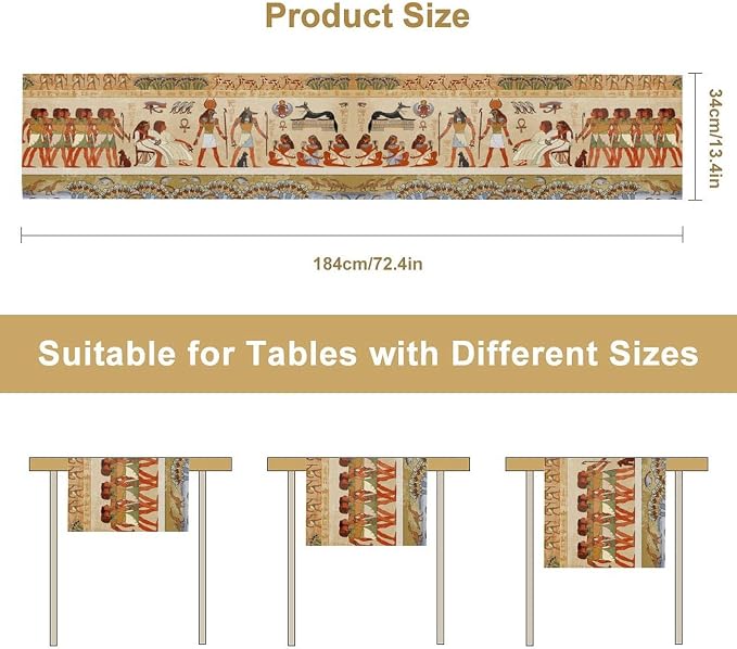 Egypt Table Runner, Mystery Element Ancient Egyptian Culture Gods Print Table - Image 6