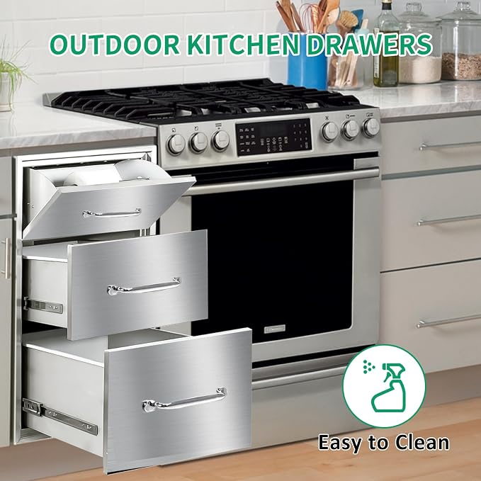 Outdoor Kitchen Drawers 17" W x 30" H x 20" D Stainless Steel Paper Towel - Image 5