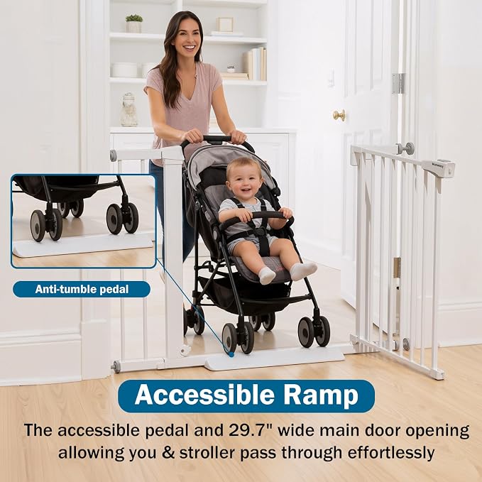 Baby Gate for Stairs, 29.7-40.6" Pressure Mounted Dog Gate, Auto Close Safety - Image 5