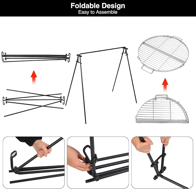 REDCAMP Swing Campfire Grill Stand - Image 4