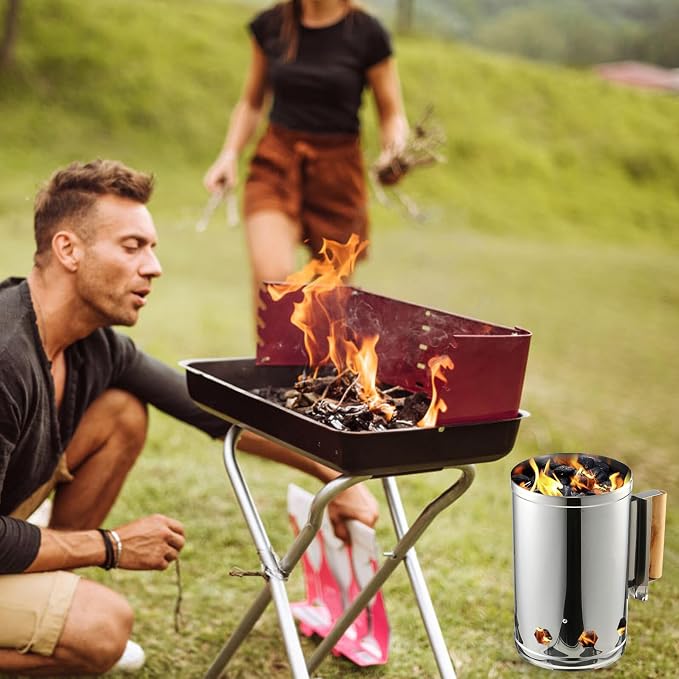 GANAZONO Quick Coal Starter Barrel BBQ Chimney Starter Grill Fire Starter - Image 8