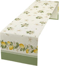 Lemon Spring Table Runner, Farmhouse Rustic Summer Flower Leaves Table Cover by JanJCurt