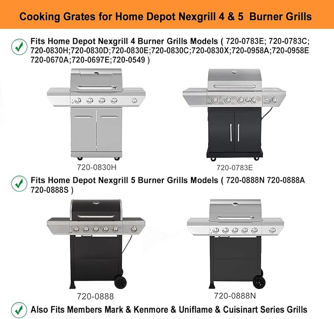 17" Grill Grates for Home Depot Nexgrill 720-0830H 720-0830D 720-0783E 720-0888 - Image 7