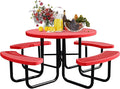 46'' Round Metal Picnic Table for Outdoors, Commercial Steel Metal Picnic Tables by MakeaGoodChoose