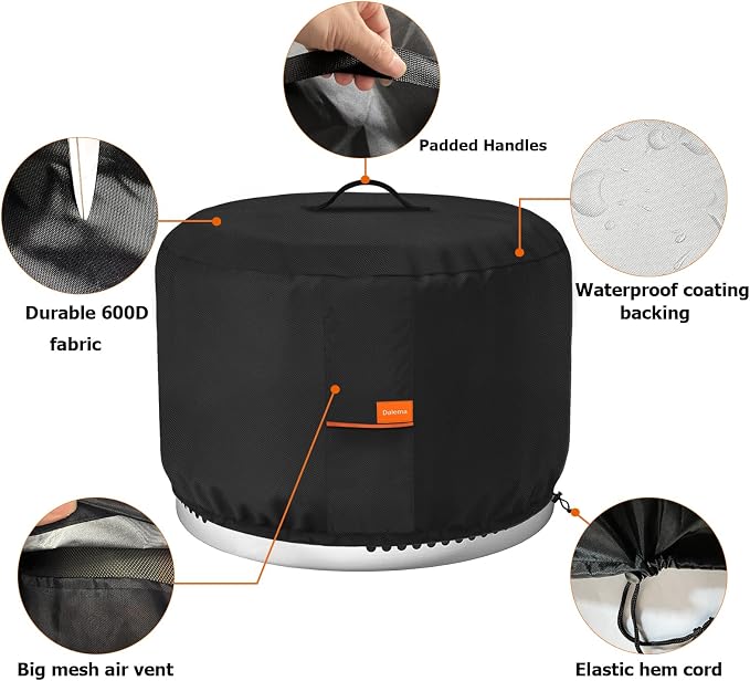 Round Fire Pit Cover, Outdoor 600D Heavy Duty 100% Waterproof Tear-Resistant - Image 5