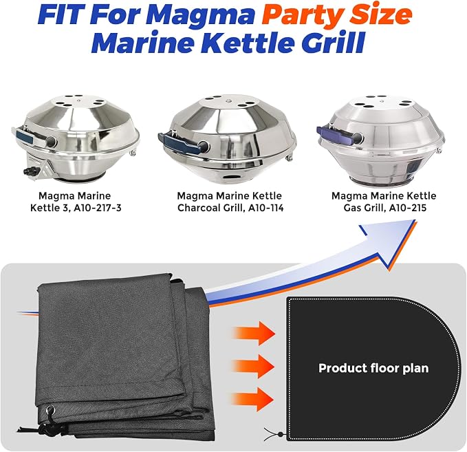 Marine Kettle Grill Cover for Magma Party Size Marine Kettle Gas Grill A10-215 - Image 5