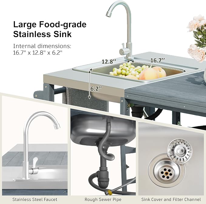 75.4" Outdoor Kitchen Grill Cart - Image 5