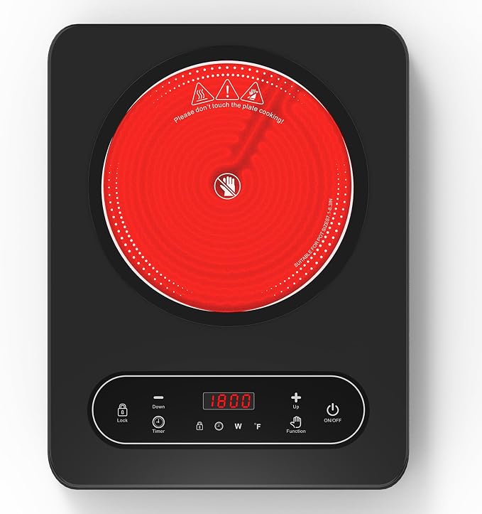 VBGK Single Burner Electric Cooktop, 110V 1800W Electric Stove Top by VBGKElectricCooktopandInductionCooktop