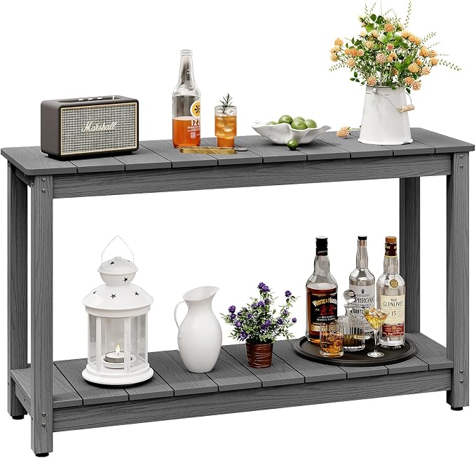 Outdoor Console Table, 440LBS Weight Capacity, 2-Tier Multifunctional Buffet by LAHAAP