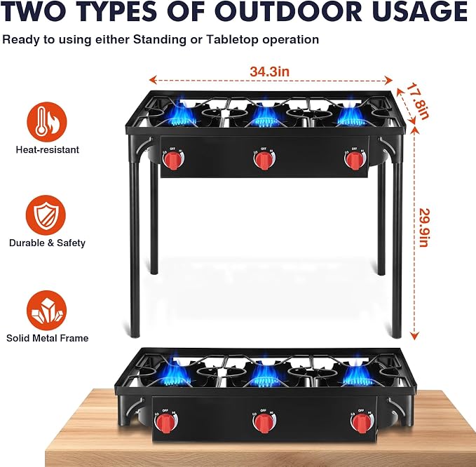 Llamaviva 3 Burner Gas Stove, Propane Outdoor Stove - Image 3