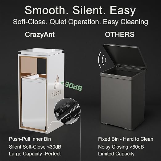 Commercial Trash Can - 42L Heavy Duty Stainless Steel Garbage Bin - Image 5