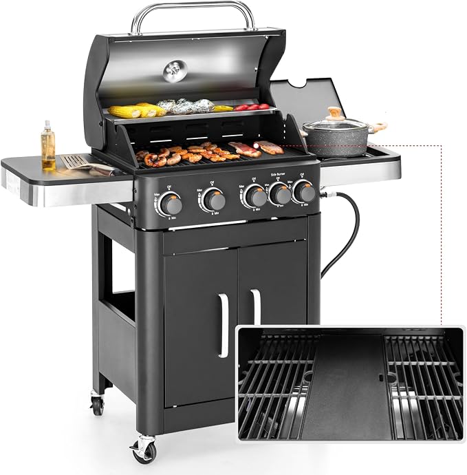 MFSTUDIO 4 Burners Propane Gas Grill and Griddle Combo by MFSTUDIO