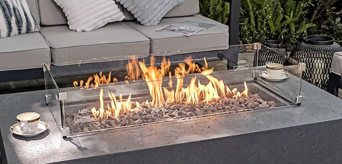 AMS Fireplace | Rectangular Fire Pit Glass Wind Guard - Image 8