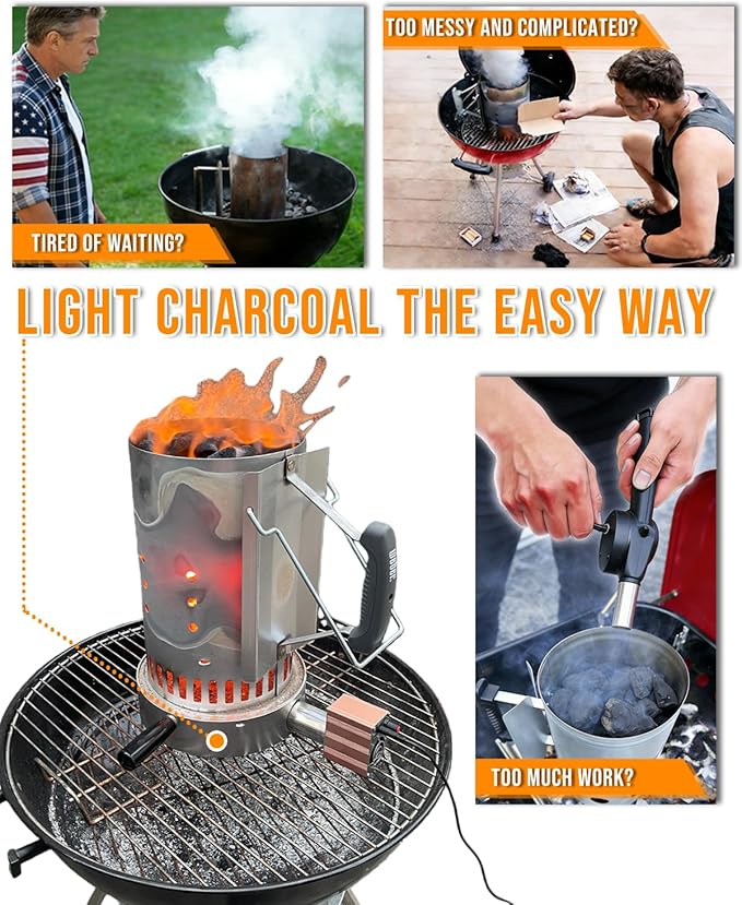 Charcoal Chimney Booster-Charcoal Starter Base & Coal Burner Blower, 10-Minute - Image 2