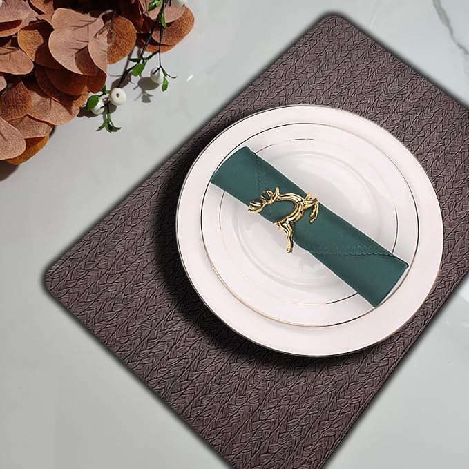 PIGCHCY Waterproof PVC Place Mats Set of 6, Non-Slip Faux Leather Placemats - Image 4