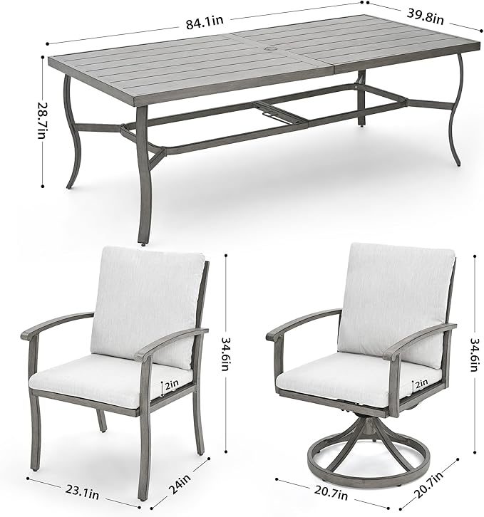 HAPPATIO Aluminum 9 Piece Patio Dining Sets, Outdoor Dining Set - Image 4