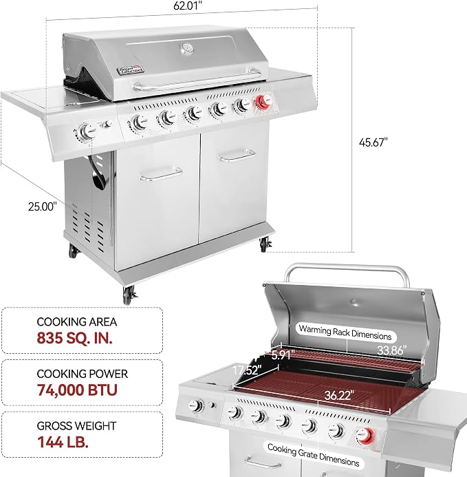 Royal Gourmet GA6402S 6-Burner Propane Gas Grill - Image 3