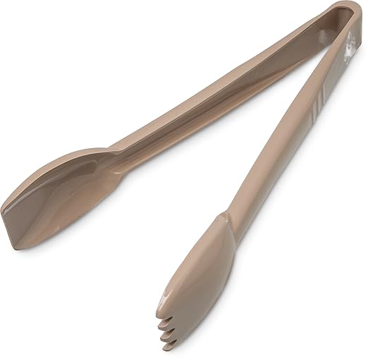 Tongs, 9-Inch Beige Plastic Salad Tongs, Pack of 12