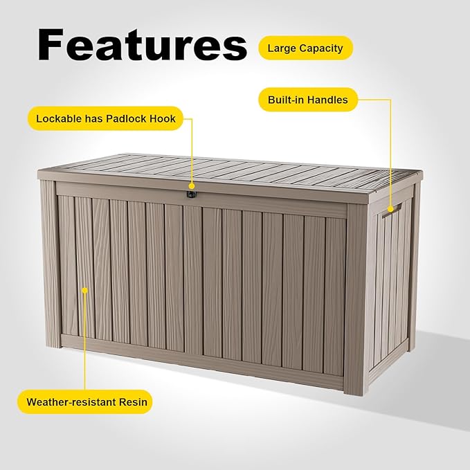 150 GallonOutdoor Storage Box, Resin Deck Boxes Waterproof, IndoorOutdoor Bin - Image 6