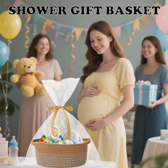 Gift Basket with Gift Bag and Ribbons, Small Rope Woven Shelf Storage, Baskets - Image 5