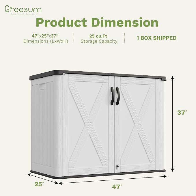 Greesum Outdoor Storage Cabinet, 25 Cu.Ft Deck Box Without Shelves, Waterproof - Image 4