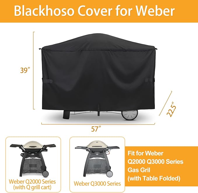 Grill Cover for Weber Q2000, Q3200 Gas Grills, Heavy Duty BBQ Gas Grill Cover - Image 2