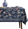 patdrea Designer Dark Blue Linen Rectangle Tablecloth, Vintage Navy French by Welcometopatdrea