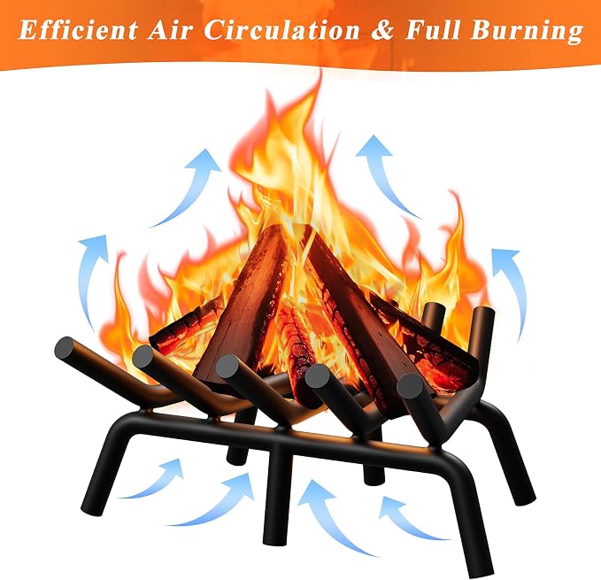 Fireplace Grate 17 Inch with 6 Support Legs, Round Solid Steel Heavy Duty - Image 8