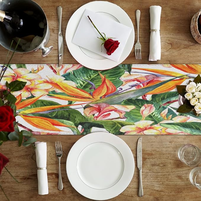 Tropical Exotic Flowers Bird Paradise Table Runner Kitchen Dining Table Runner - Image 4