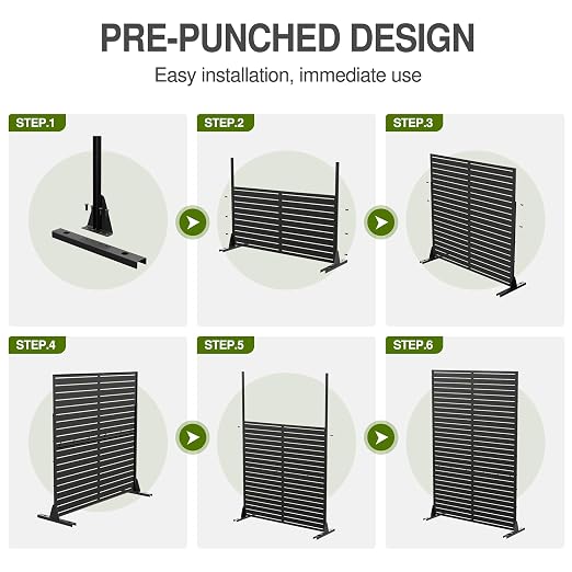 Casaphoria 72" H x 47" W Metal Outdoor Privacy Screen, Freestanding Decorative - Image 8