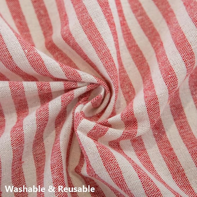 TruDelve Cotton Square Tablecloth Red and White Striped Boho Cloth Tablecloths - Image 6