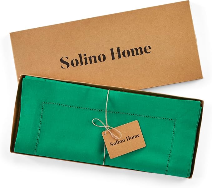 Solino Home Linen Emerald Green Hemstitch Table Runner 48 Inches - Image 5