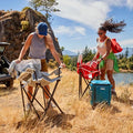 Camping Chair, Oversized Grey Polyester with Drink Holder