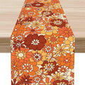 Orange Floral Table Runner, Retro Groovy 70s Hippie Floral Funky Cute Flower by Unknown