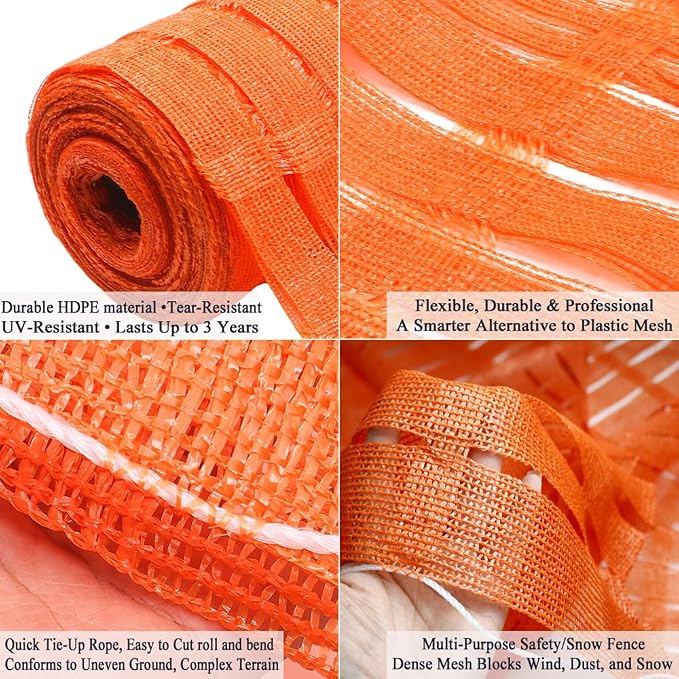 5x100 FT Orange Safety Fence, Plastic Mesh Roll - Image 3