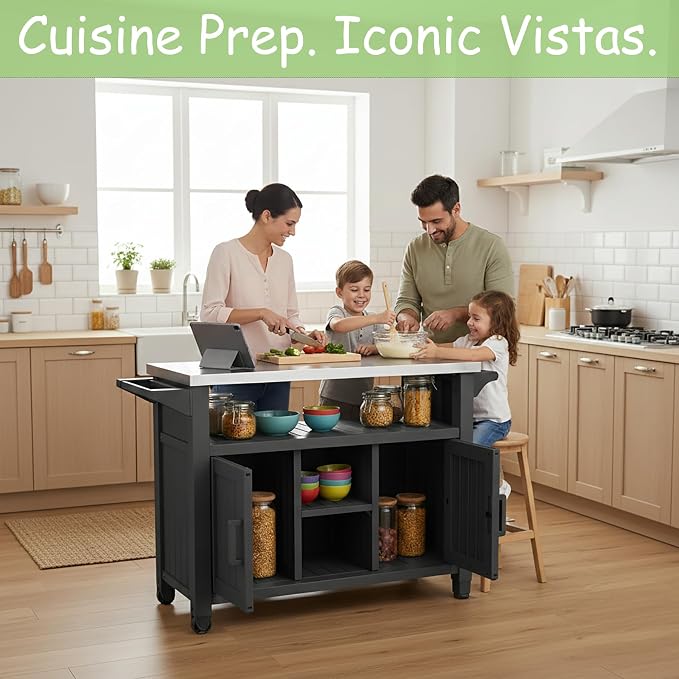 Kitchen Island Cart, All-Weather Resin Cabinet - Image 5