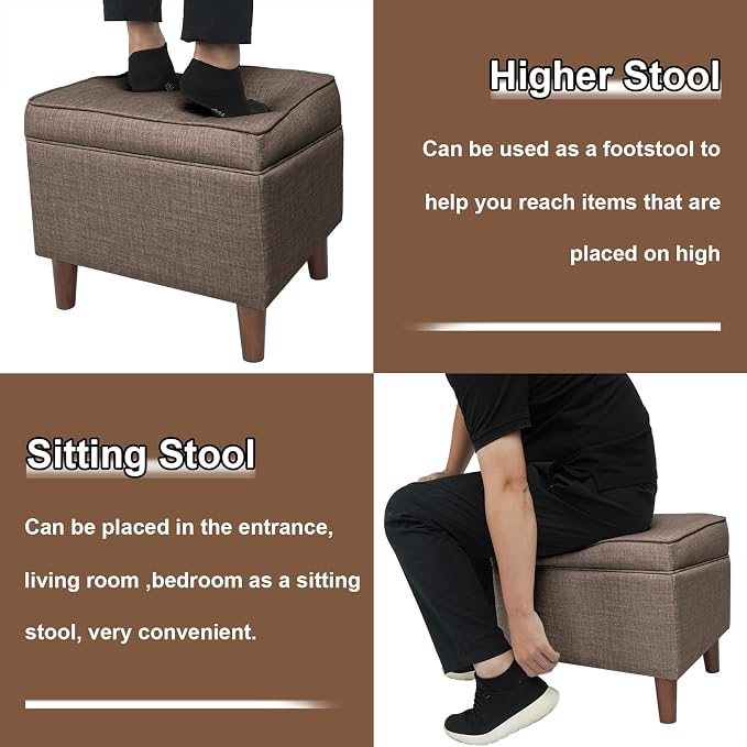 Storage Ottoman with Adjustable Cover, Soft Step Stool, Footrest and Seat - Image 7